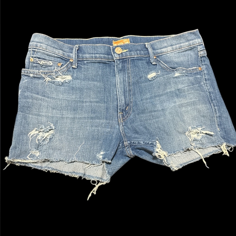 MOTHER “the dropout” Distressed Denim Women Shorts size 8. - Picture 2 of 5